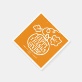 ハッピーサンクスギビングパンプキンレタリングオレンジ スタンダードカクテルナプキン (角)