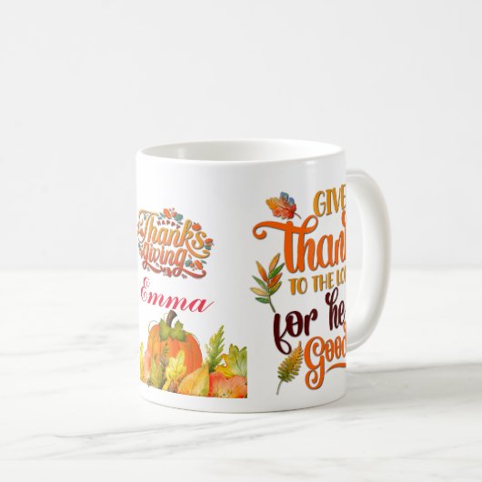 ハッピーサンクスギビングパンプキ葉ン秋フェスティバル コーヒーマグカップ (正面右)