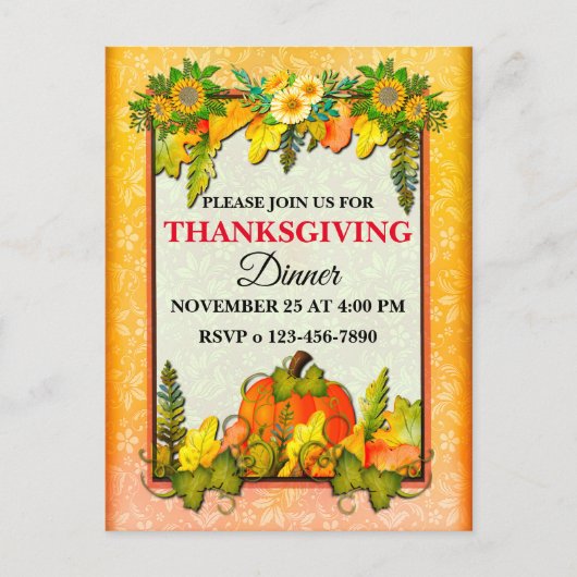 ハッピーサンクスギビングパンプキ葉ン秋フェスティバル シーズンポストカード (正面)