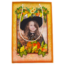 ハッピーサンクスギビングパンプキ葉ン秋フェスティバル ミディアムペーパーバッグ