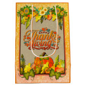 ハッピーサンクスギビングパンプキ葉ン秋フェスティバル ミディアムペーパーバッグ (裏面)