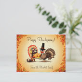 ハッピーサンクスギビングパーソナライズされたトルコ動物 ポストカード (スタンド正面)