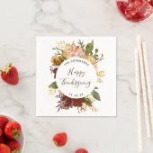 ハッピーサンクスギビングパーソナライズされたフローラ秋 スタンダードカクテルナプキン (インサイチュ)