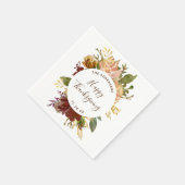 ハッピーサンクスギビングパーソナライズされたフローラ秋 スタンダードカクテルナプキン (角)