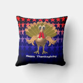 ハッピーサンクスギビングパーソナライズされた七面鳥 クッション (裏面)