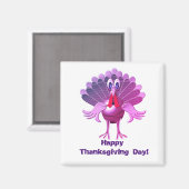 ハッピーサンクスギビングパーソナライズされた七面鳥 マグネット (正面/裏面)