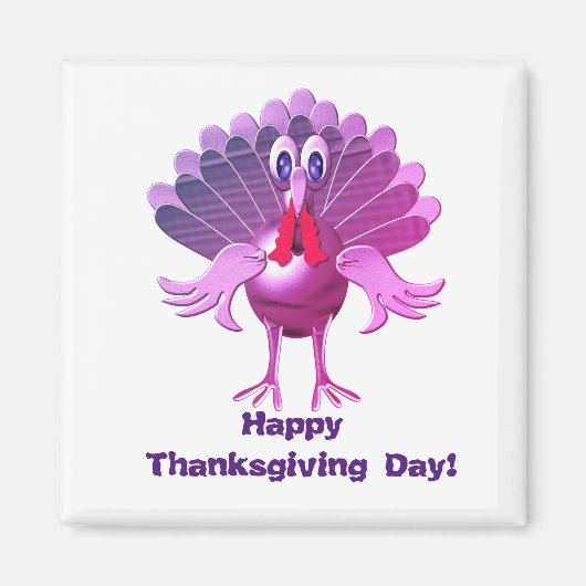 ハッピーサンクスギビングパーソナライズされた七面鳥 マグネット (正面)