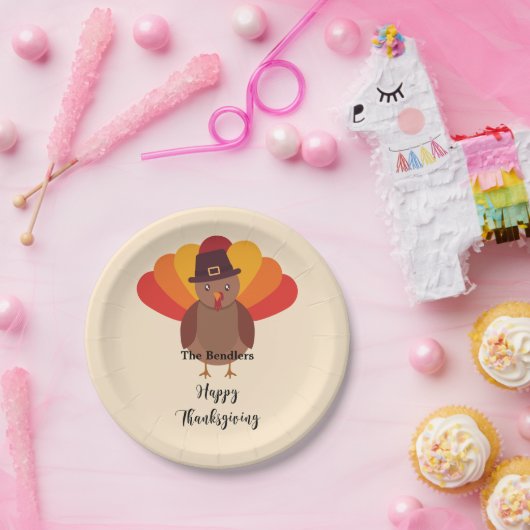 ハッピーサンクスギビングパーソナライズされた紙プレート ペーパープレート (パーティー)