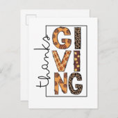 ハッピーサンクスギビングヒョウ印刷レインボートルコ インビテーションポストカード (正面/裏面)