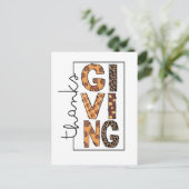 ハッピーサンクスギビングヒョウ印刷レインボートルコ インビテーションポストカード (スタンド正面)