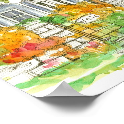 ハッピーサンクスギビングビクトリアンハウス秋 ポスター (角)