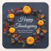 ハッピーサンクスギビングビジネスパンプキンディナーパーティー スクエアペーパーコースター (正面)