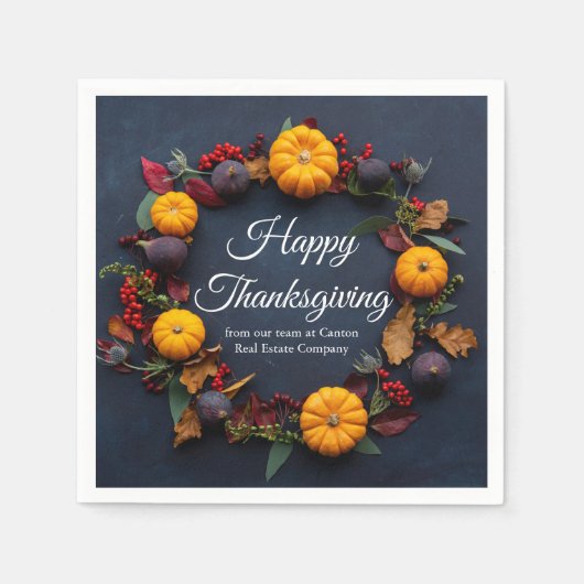 ハッピーサンクスギビングビジネスパンプキンディナーパーティー スタンダードカクテルナプキン (正面)