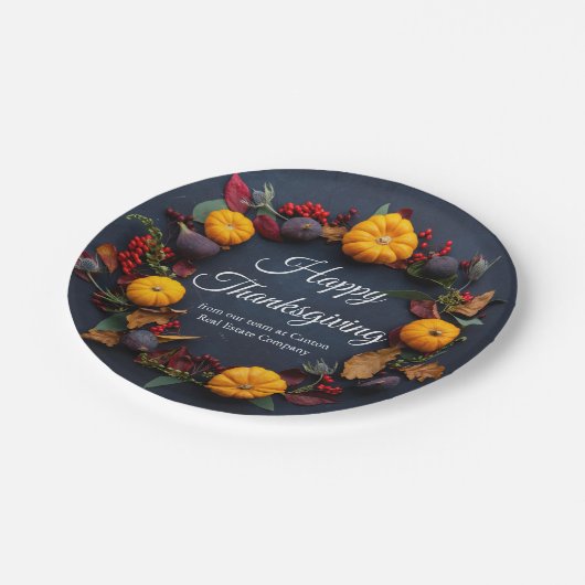 ハッピーサンクスギビングビジネスパンプキンディナーパーティー ペーパープレート (アングル)
