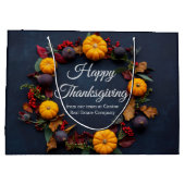 ハッピーサンクスギビングビジネスパンプキンリースカスタム ラージペーパーバッグ (裏面)