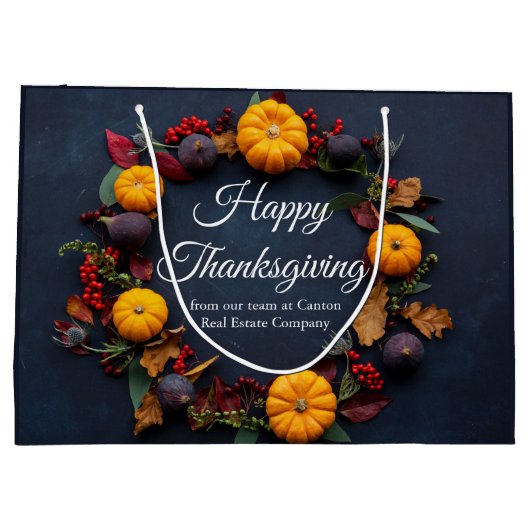 ハッピーサンクスギビングビジネスパンプキンリースカスタム ラージペーパーバッグ (裏面)