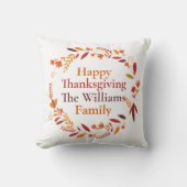 ハッピーサンクスギビングファミリーカスタムネーム秋リース クッション (正面)