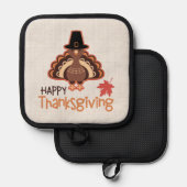 ハッピーサンクスギビングフェスティバルピルグリムトルコ 鍋敷き (正面/裏面)