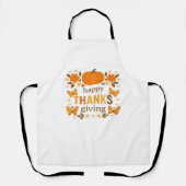 ハッピーサンクスギビングフローラクラシックカボチャTシャツ エプロン (正面)
