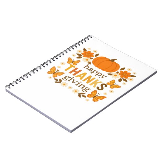 ハッピーサンクスギビングフローラクラシックカボチャTシャツ ノートブック (左側)