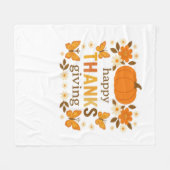 ハッピーサンクスギビングフローラクラシックカボチャTシャツ フリースブランケット (正面(横))