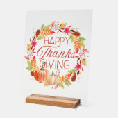 ハッピーサンクスギビングフローラ秋リース アクリルサイン (傾斜)