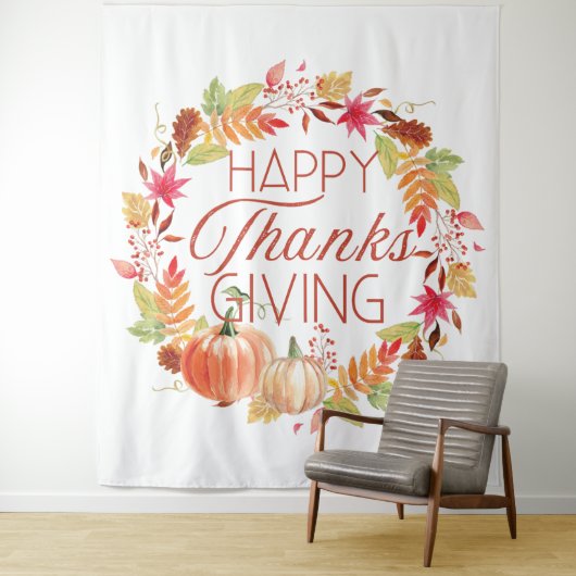 ハッピーサンクスギビングフローラ秋リース タペストリー (インサイチュ)