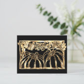 ハッピーサンクスギビングブラック金ゴールドタイポグラフィパンプキン シーズンポストカード (スタンド正面)