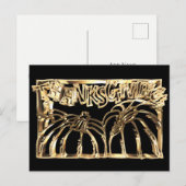 ハッピーサンクスギビングブラック金ゴールドタイポグラフィパンプキン シーズンポストカード (正面/裏面)