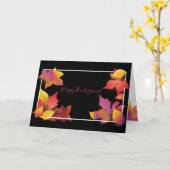 ハッピーサンクスギビングホリデーパーティー，秋メープルリーフ カード (黄色い花)