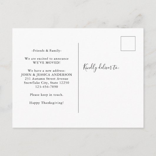 ハッピーサンクスギビングリースフォトホリデームービング 案内ポストカード (裏面)