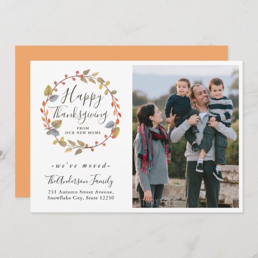 ハッピーサンクスギビングリースフォトホリデームービング 案内状 (正面/裏面)