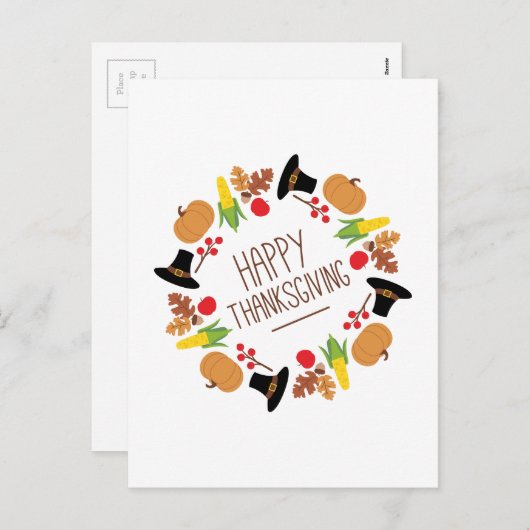 ハッピーサンクスギビングリース シーズンポストカード (正面/裏面)