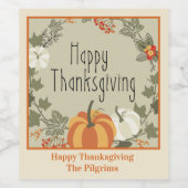 ハッピーサンクスギビングリースwパンプキンワインラベル ワインラベル (シングルラベル)