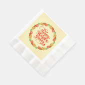 ハッピーサンクスギビングレッド金ゴールドリース製弁当 縁ありランチョンナプキン (角)