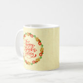 ハッピーサンクスギビングレッド金ゴールドリース コーヒーマグカップ (正面左)