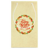 ハッピーサンクスギビングレッド金ゴールドリース スモールペーパーバッグ (裏面)