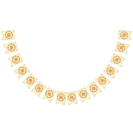 ハッピーサンクスギビングレッド金ゴールドリース バンティングフラッグ (全)