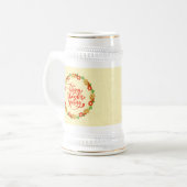 ハッピーサンクスギビングレッド金ゴールドリース ビールジョッキ (正面左)