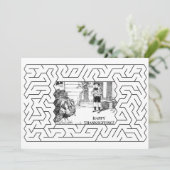 ハッピーサンクスギビングヴィンテージスケッチと迷路ホワイト シーズンカード (スタンド正面)