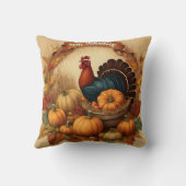 ハッピーサンクスギビングヴィンテージトルコとカボチャ クッション (裏面)