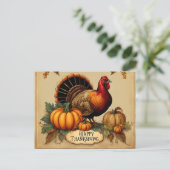 ハッピーサンクスギビングヴィンテージトルコ、カボチャ シーズンポストカード (スタンド正面)