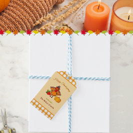 ハッピーサンクスギビング七面鳥かぼちゃイエローオレンジ ギフトタグ