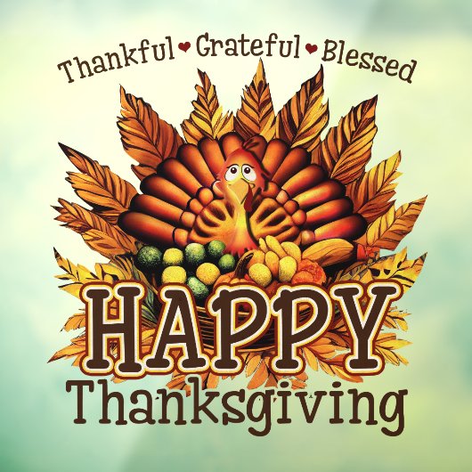 ハッピーサンクスギビング七面鳥の窓にしがみつく ウィンドウサイン (シート3)