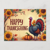 ハッピーサンクスギビング七面鳥はがき ポストカード (正面)
