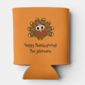 ハッピーサンクスギビング七面鳥イラストレーションカスタム 缶クーラー (裏面)