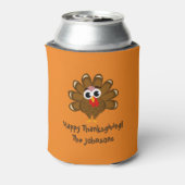 ハッピーサンクスギビング七面鳥イラストレーションカスタム 缶クーラー (缶裏面)