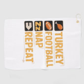 ハッピーサンクスギビング七面鳥サッカー昼寝リピーター ゴルフタオル (横)