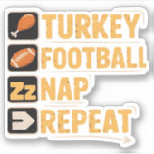 ハッピーサンクスギビング七面鳥サッカー昼寝リピーター シール (正面)