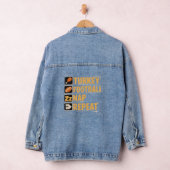 ハッピーサンクスギビング七面鳥サッカー昼寝リピーター デニムジャケット (ハンガー)